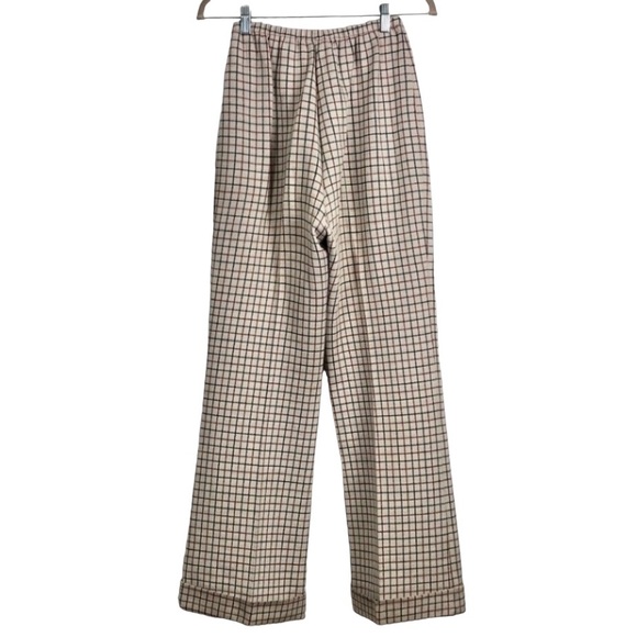 Vintage 70s ILGWU grandma flare plaid grid pants S - Picture 4 of 13